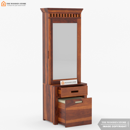 Donald Dressing Table With Storage Stool (Honey Finish)