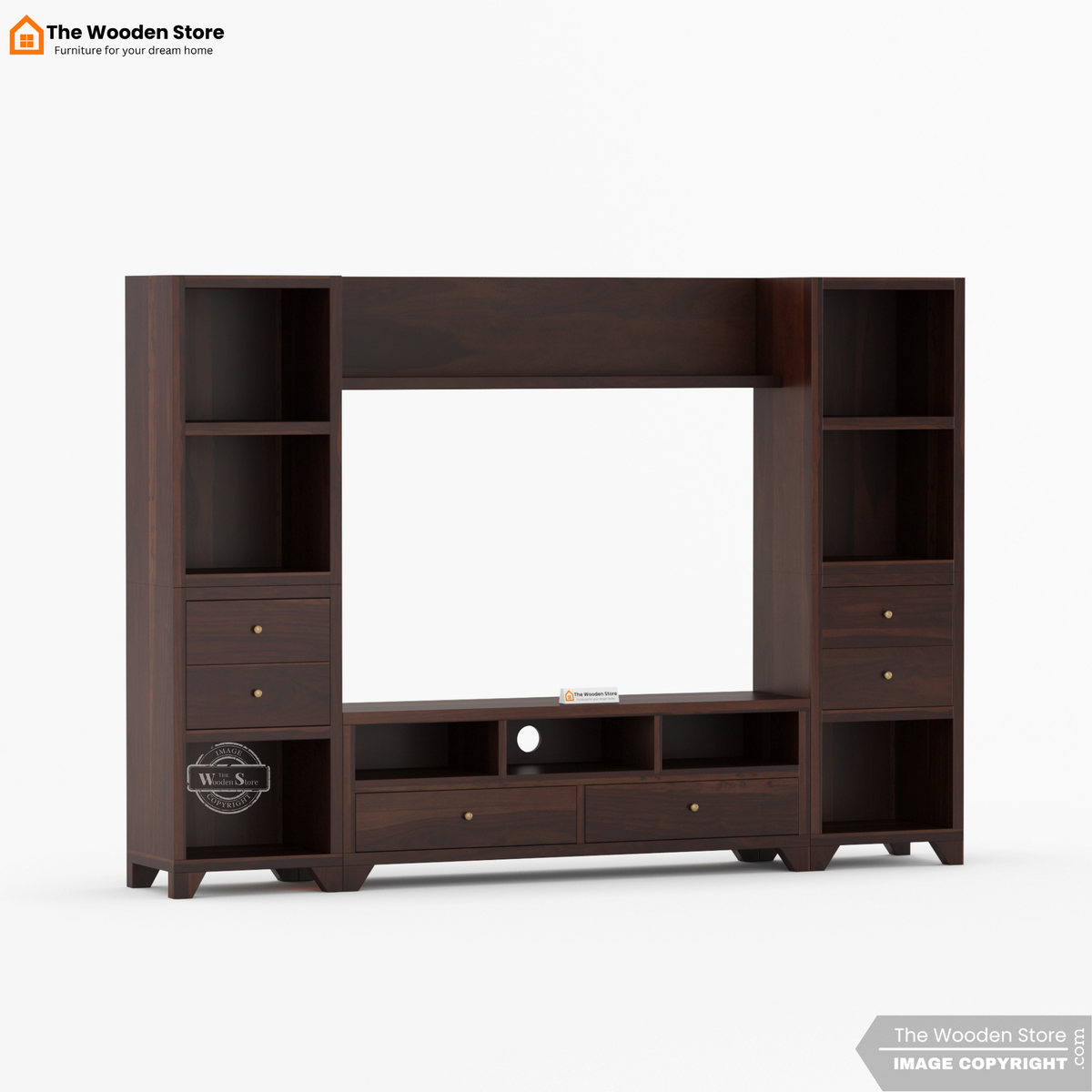 Darcy Sheesham Wood Tv Entertainment Unit (Walnut Finish)