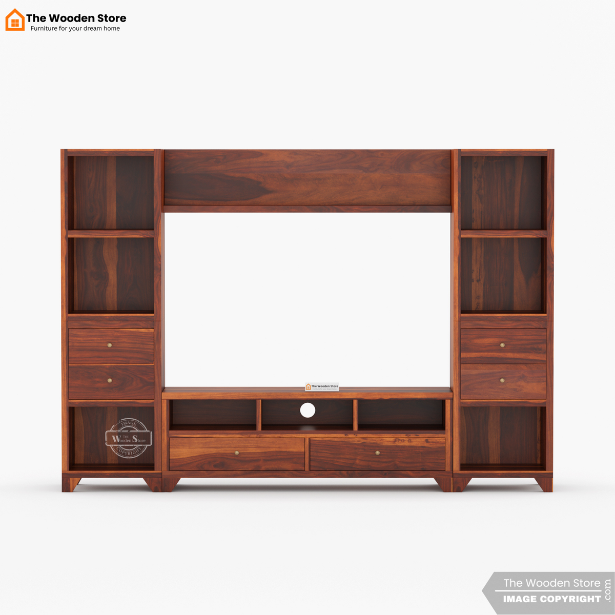Darcy Sheesham Wood Tv Entertainment Unit (Honey Finish)