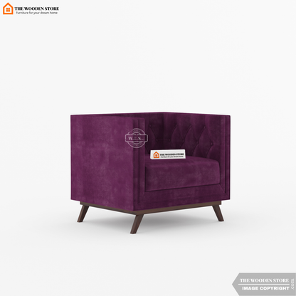 Cologne 1 Seater Fabric Sofa (Wine Berry)
