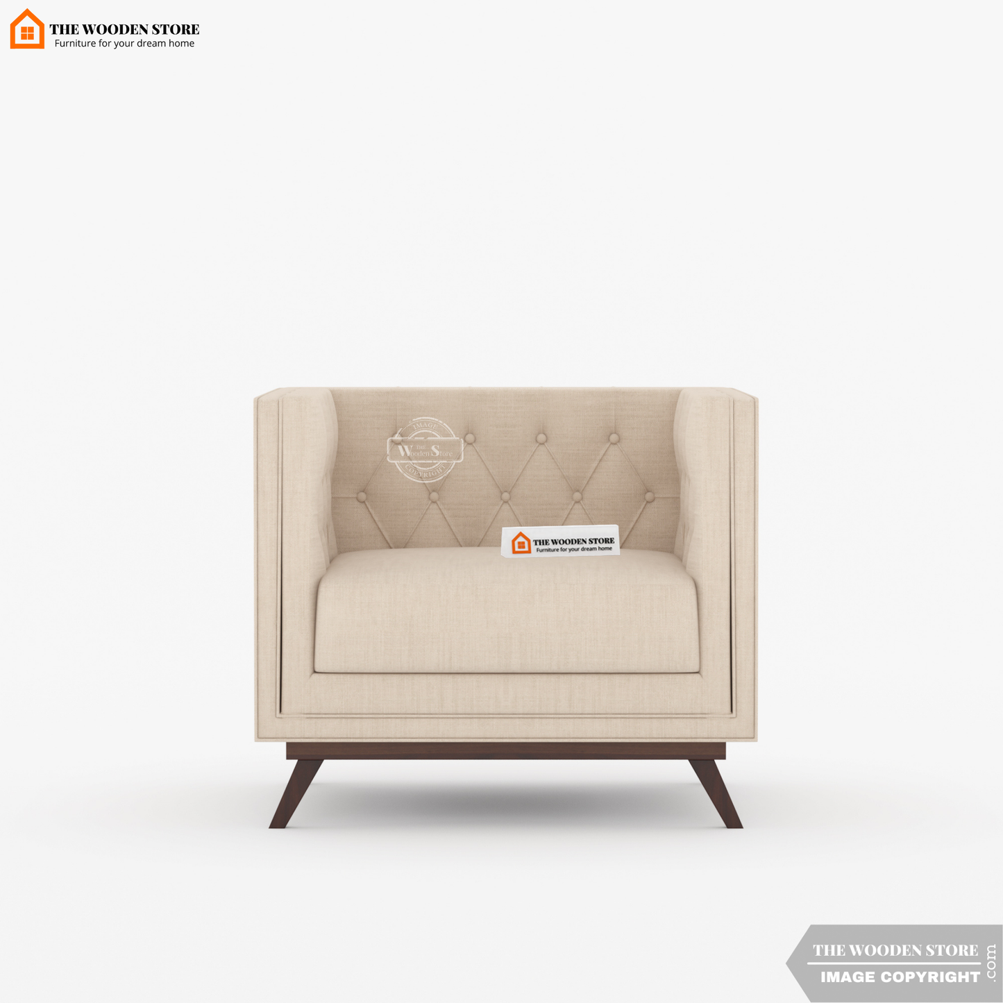 Cologne 1 Seater Fabric Sofa (Soft Vanilla)