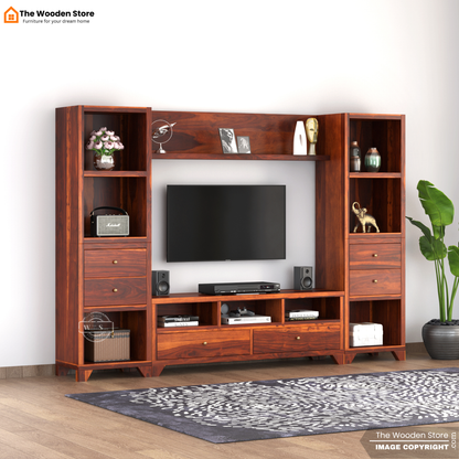 Darcy Sheesham Wood Tv Entertainment Unit (Honey Finish)