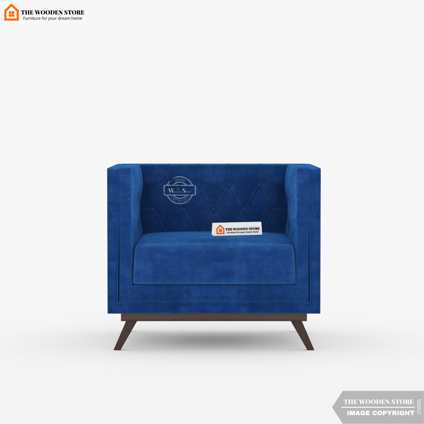 Cologne 1 Seater Fabric Sofa (Marine Blue)