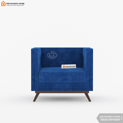 Cologne 1 Seater Fabric Sofa (Marine Blue)