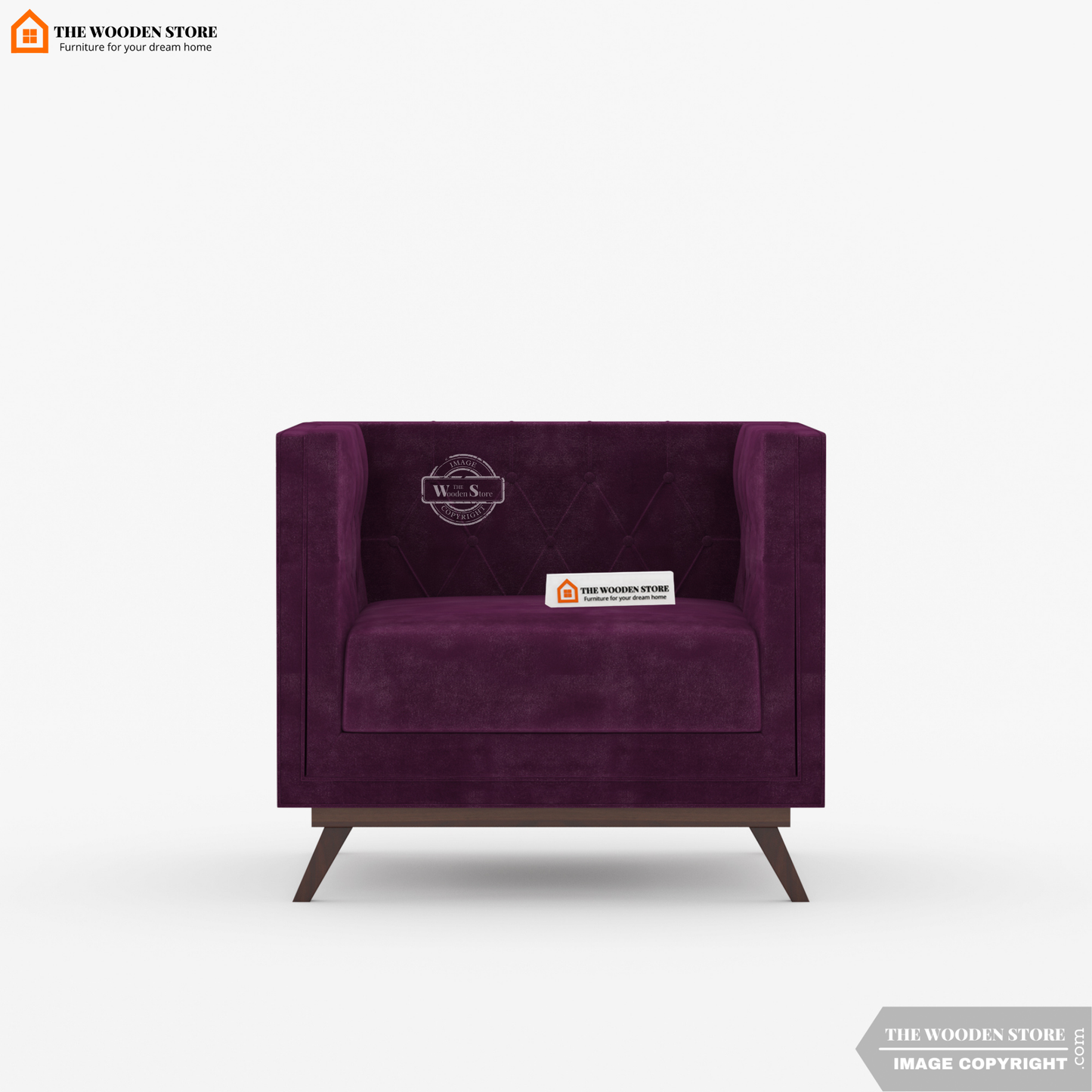 Cologne 1 Seater Fabric Sofa (Wine Berry)