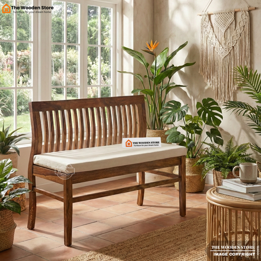 Ace Bench With Back Rest (Teak Finish)