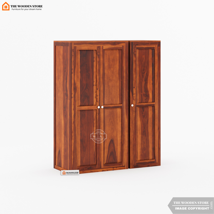 Mateo 3 Door Multi-Utility Wardrobe (Honey Finish)