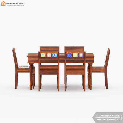 Bunny 6 Seater Dining Table Set (Honey Finish)