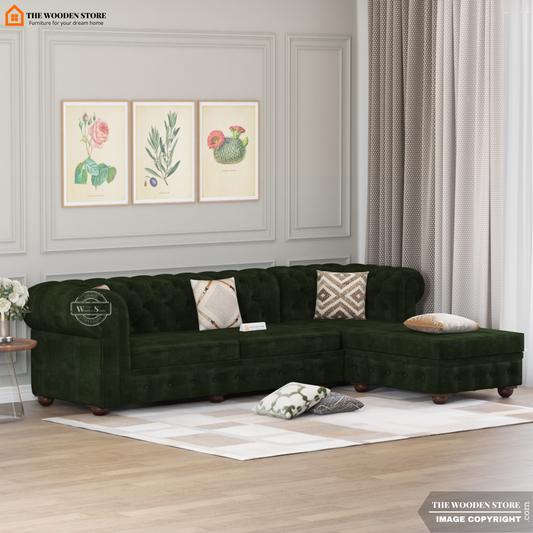 Ronin L - Shape Right Aligned Corner Sofa (Olive Green)