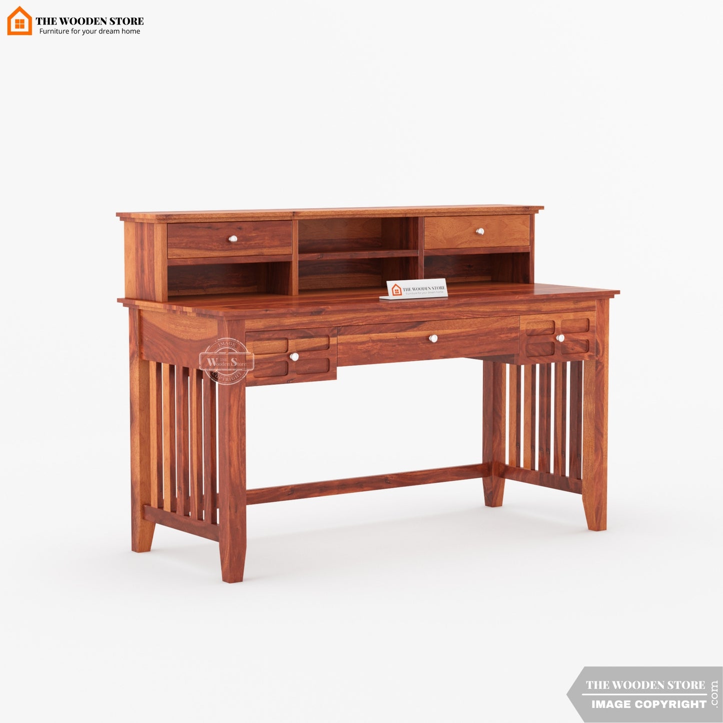 Edvora Computer Table With Drawers (Honey Finish)