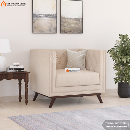 Cologne 1 Seater Fabric Sofa (Soft Vanilla)