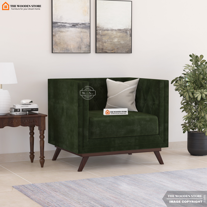 Cologne 1 Seater Fabric Sofa (Olive Green)