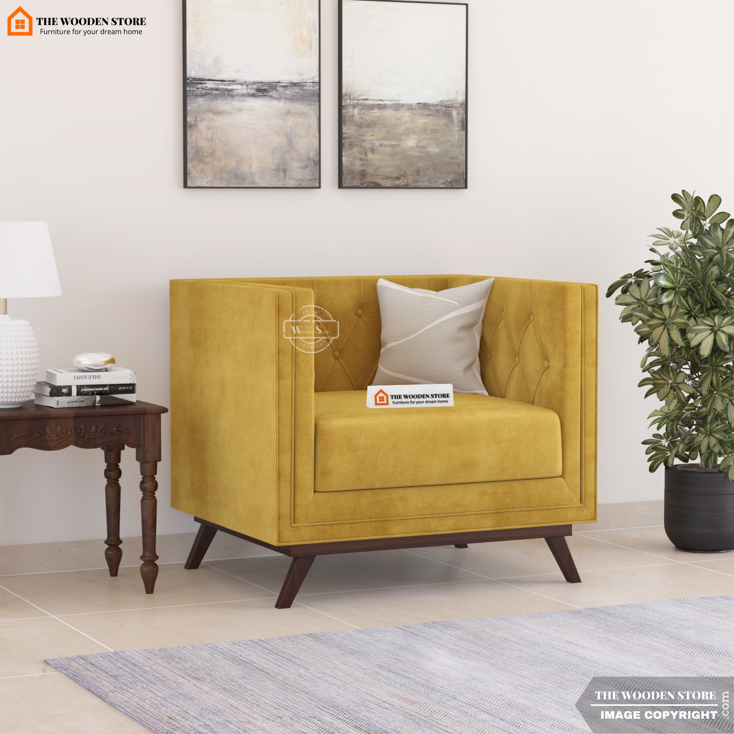 Cologne 3+1+1 Fabric Sofa Set (Orange Gold)