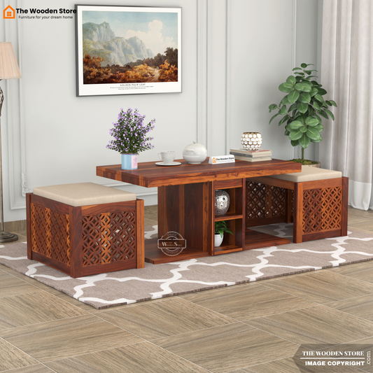 Daffy Coffee Table Set (Honey Finish)