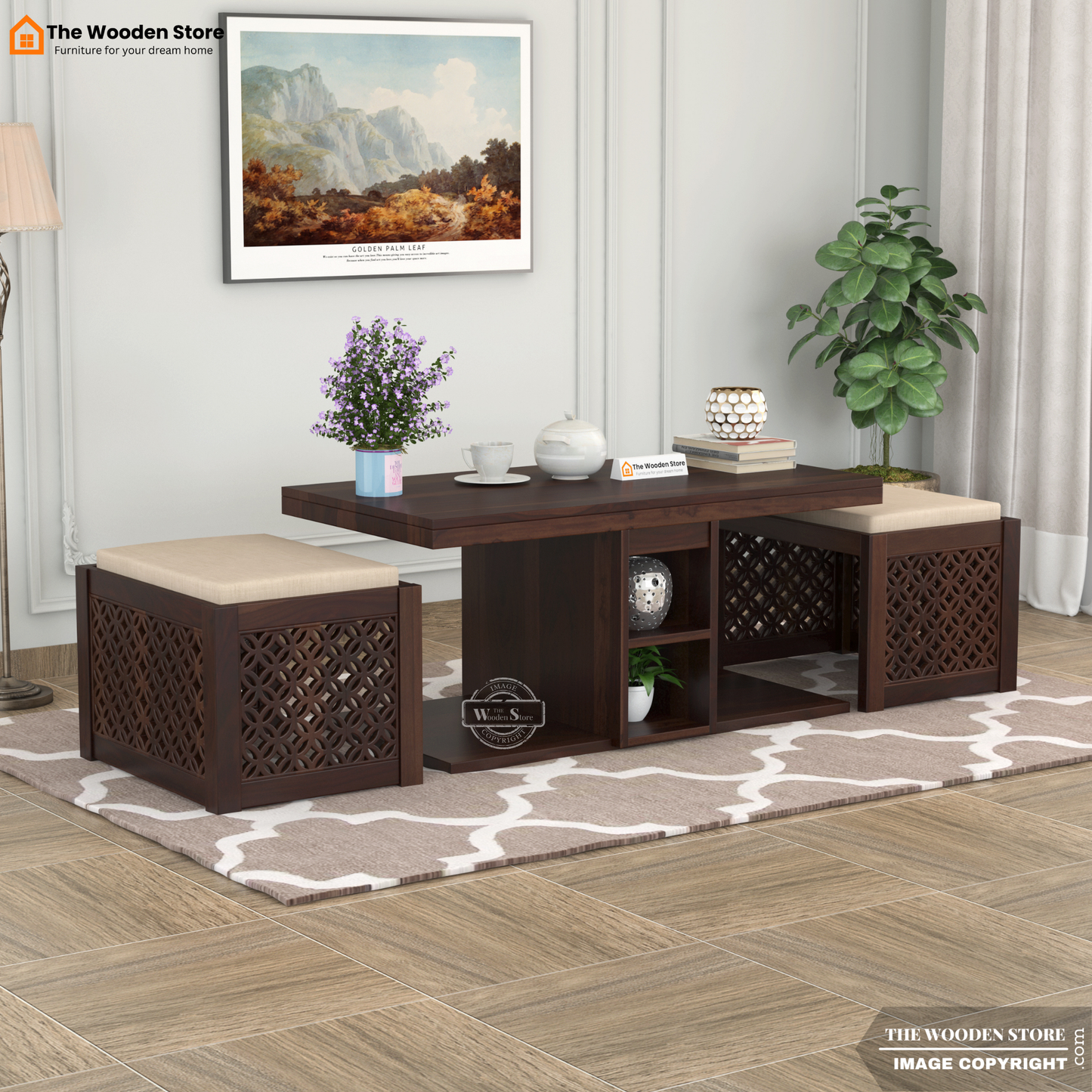 Daffy Coffee Table Set (Walnut Finish)