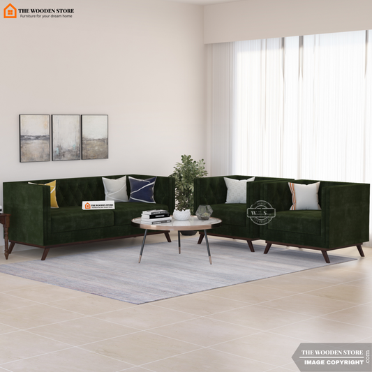 Cologne 3+1+1 Fabric Sofa Set (Olive Green)