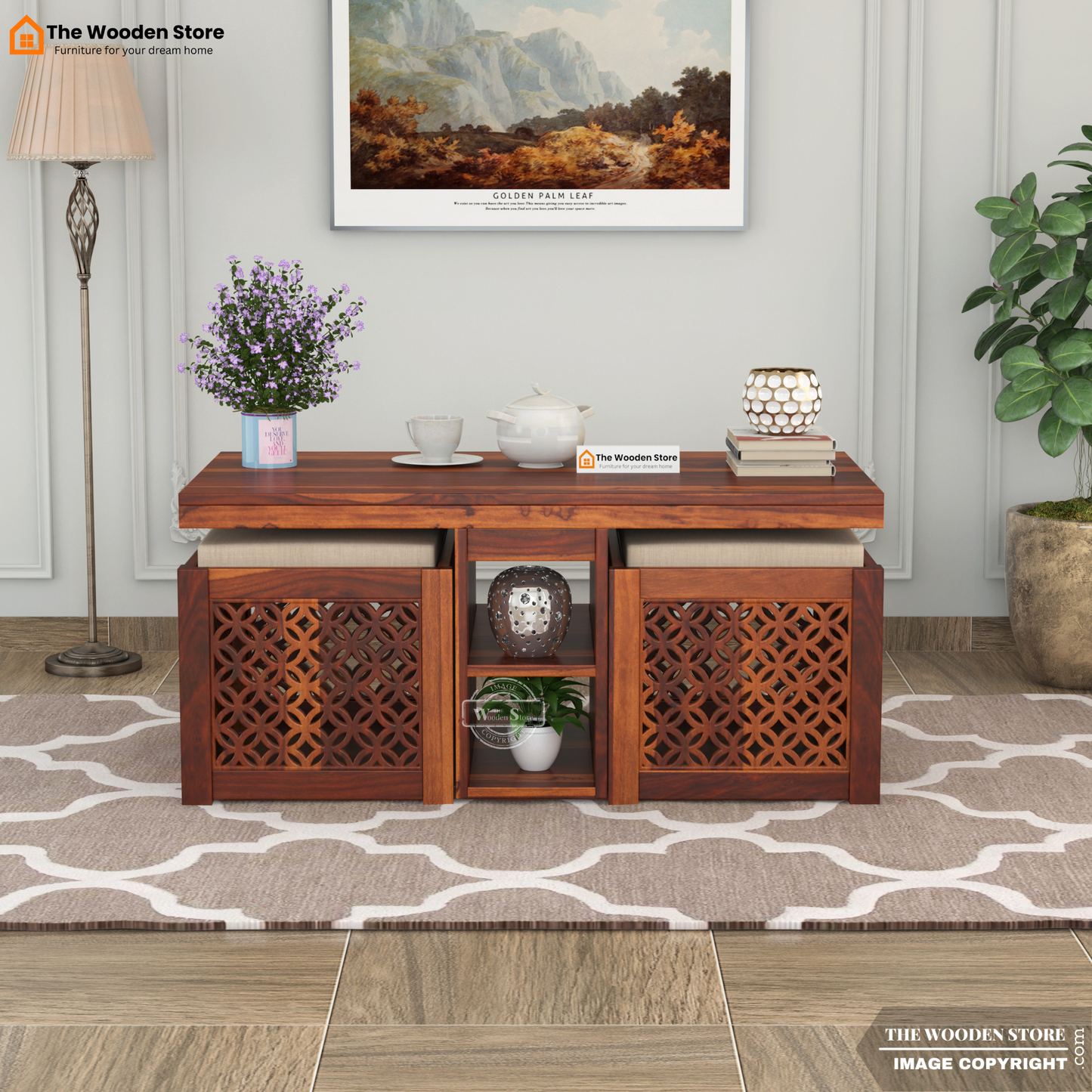 Daffy Coffee Table Set (Honey Finish)