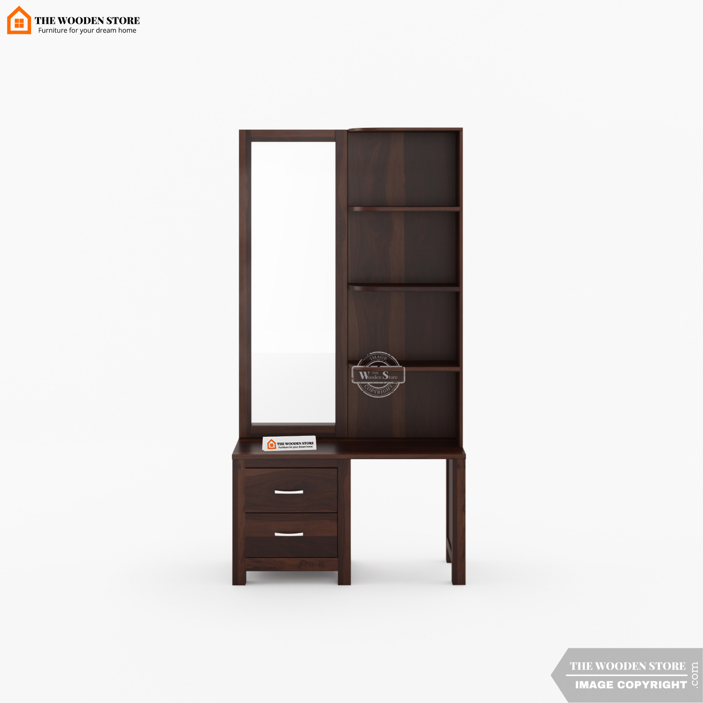 Jimmy Dressing Table With Stool (Walnut Finish)