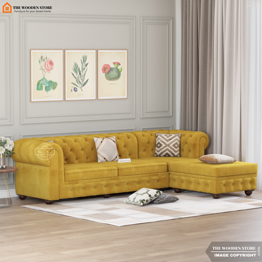 Ronin L - Shape Right Aligned Corner Sofa (Orange Gold)