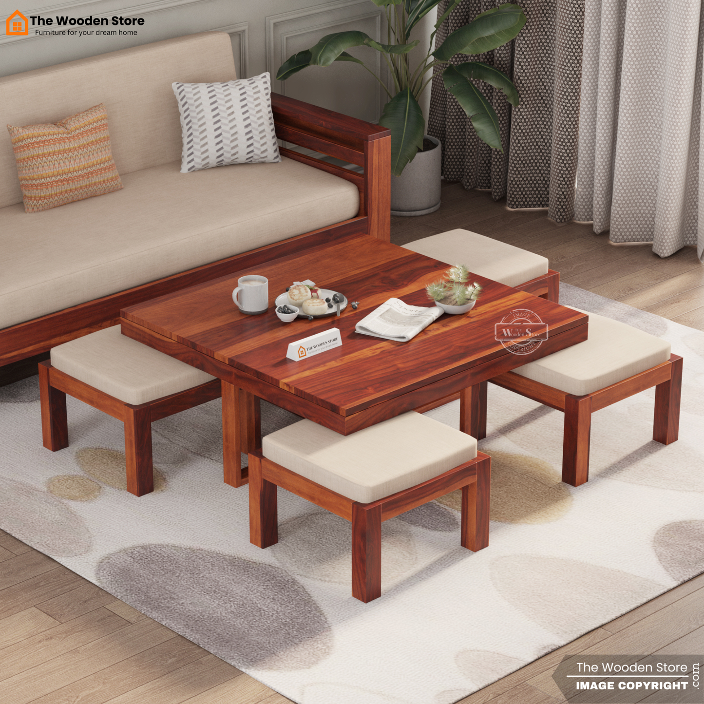 Neso Coffee Table Set (Honey Finish)