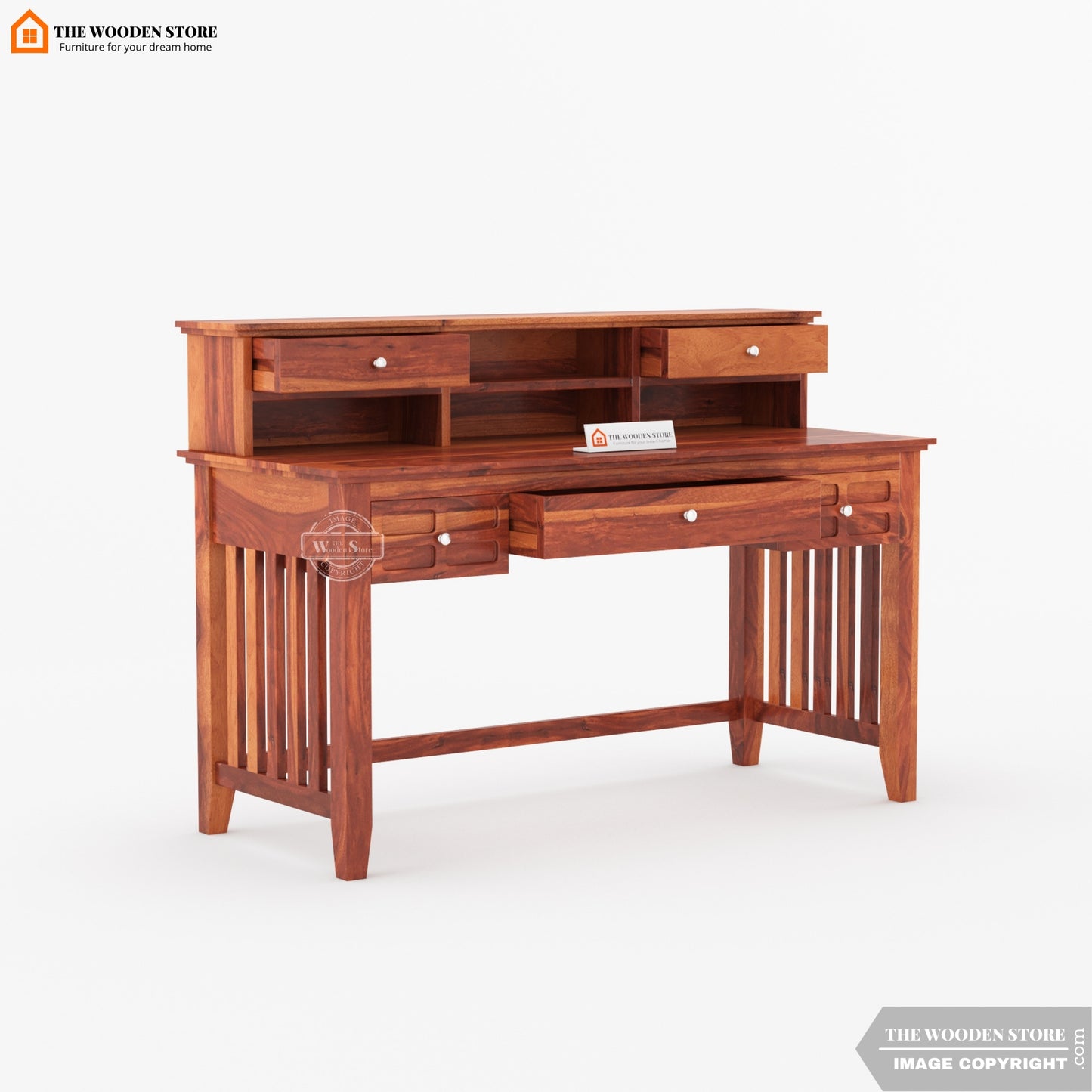 Edvora Computer Table With Drawers (Honey Finish)