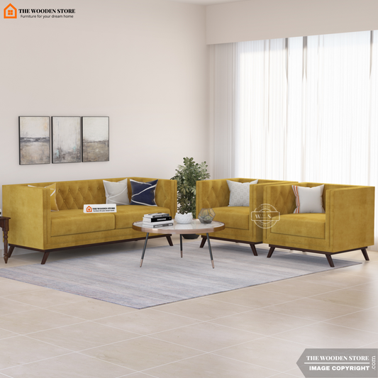 Cologne 3+1+1 Fabric Sofa Set (Orange Gold)