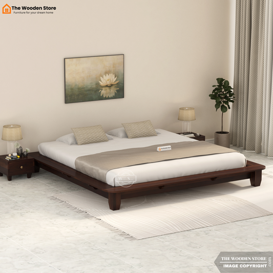 Lakota Platform Bed without Storage (King Size, Walnut Finish)