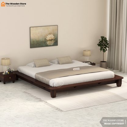 Lakota Platform Bed without Storage (Queen Size, Walnut Finish)