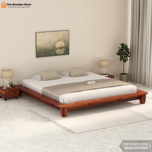 Lakota Platform Bed without Storage (King Size, Honey Finish)