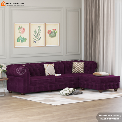 Ronin L - Shape Right Aligned Corner Sofa (Wine Berry)