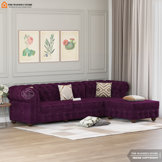 Ronin L - Shape Right Aligned Corner Sofa (Wine Berry)