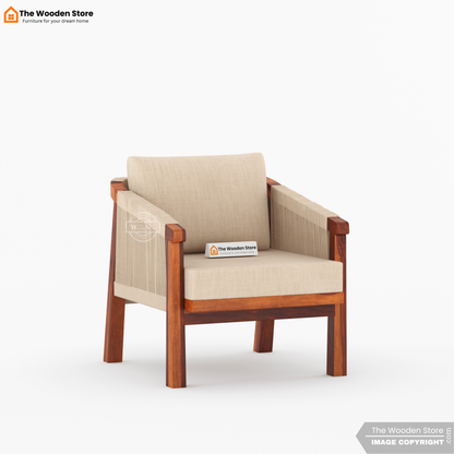 Harrill 3+1+1 Wooden Sofa Set (Honey Finish)