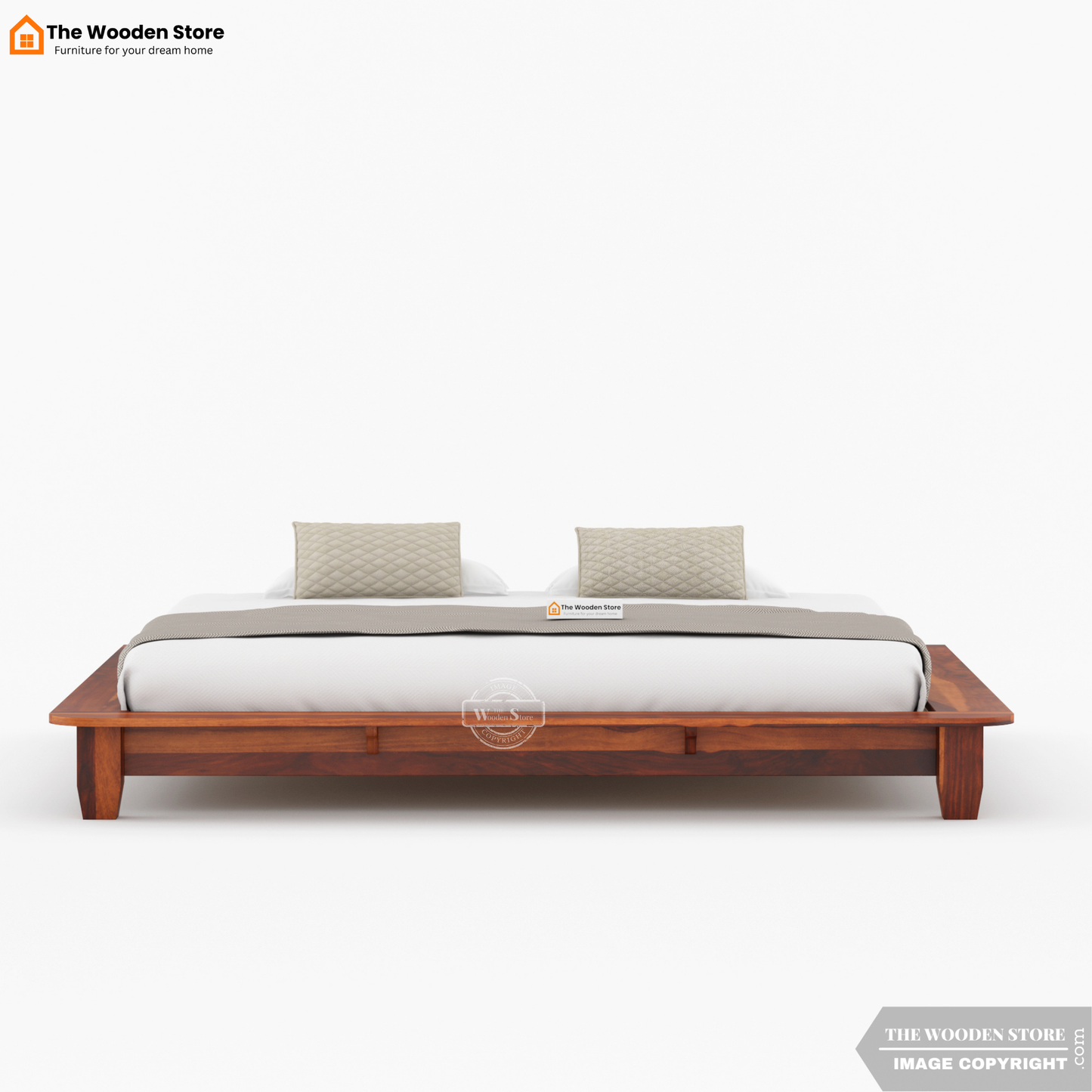 Lakota Platform Bed without Storage (King Size, Honey Finish)