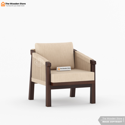 Harrill 3+1+1 Wooden Sofa Set (Walnut Finish)