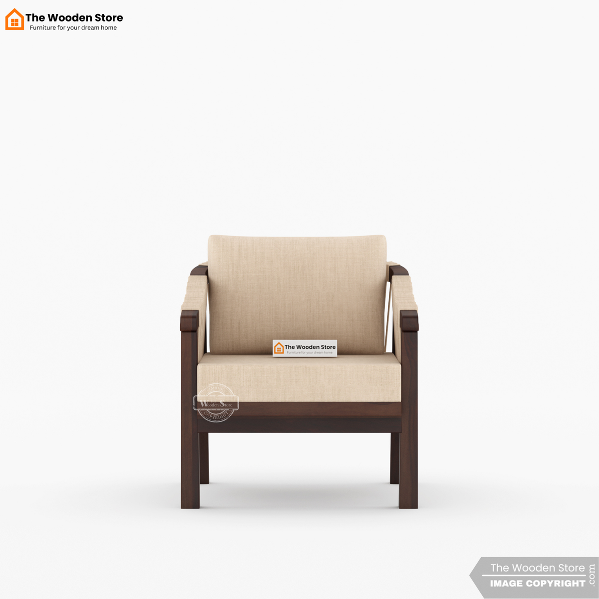 Harrill 3+1+1 Wooden Sofa Set (Walnut Finish)
