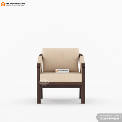 Harrill 3+1+1 Wooden Sofa Set (Walnut Finish)