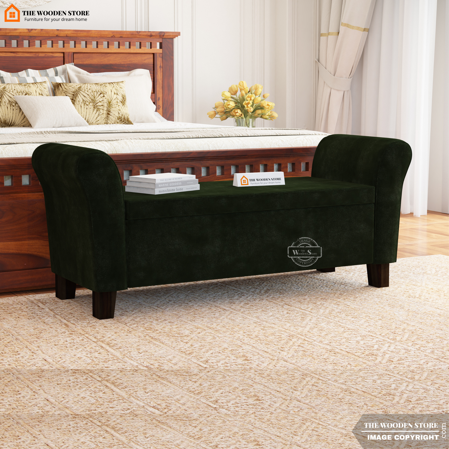 Kaysen Bench With Storage (Olive Green)