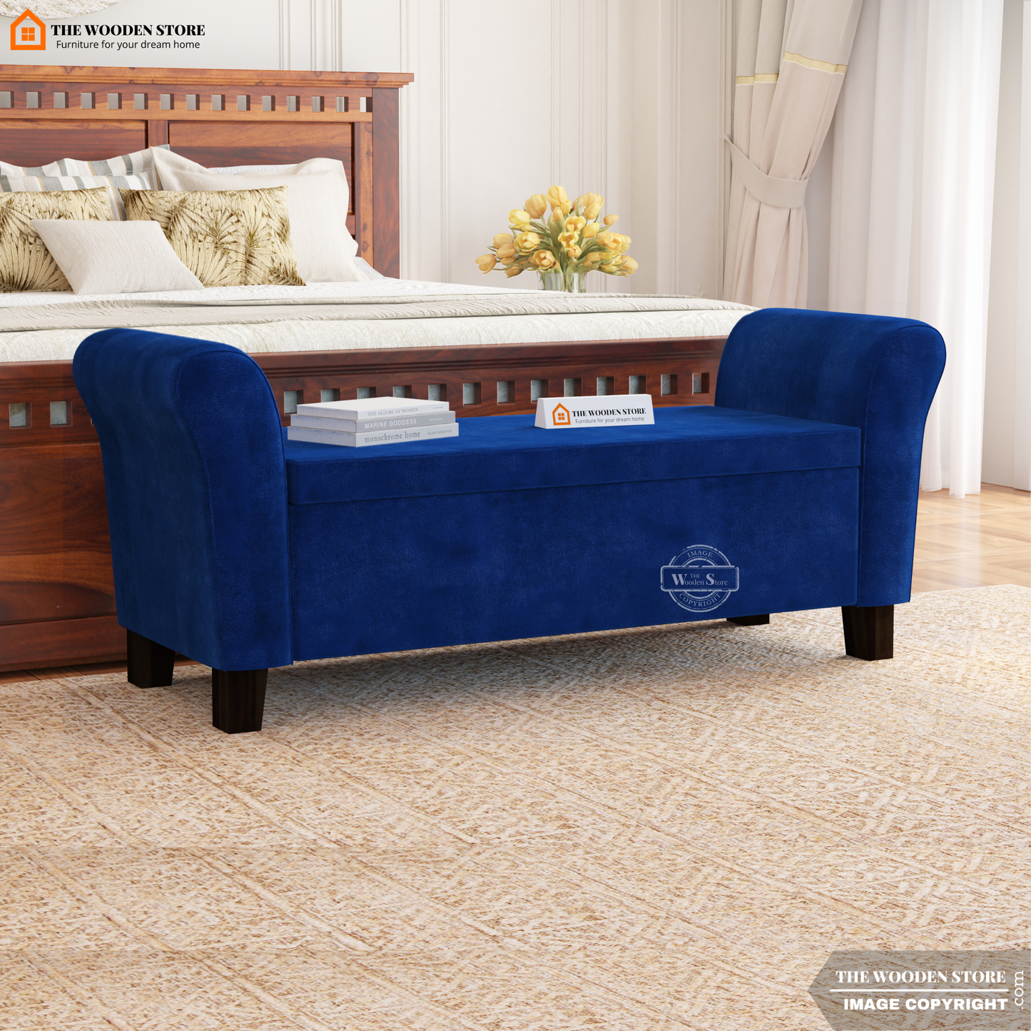 Kaysen Bench With Storage (Marine Blue)