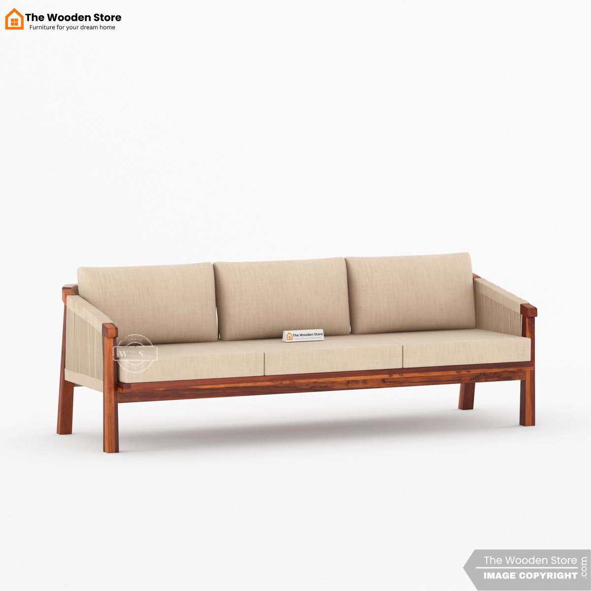 Harrill 3+1+1 Wooden Sofa Set (Honey Finish)