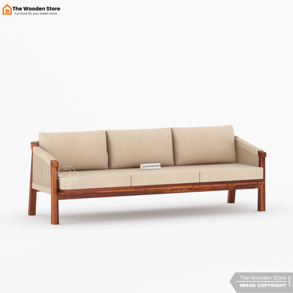 Harrill 3+1+1 Wooden Sofa Set (Honey Finish)