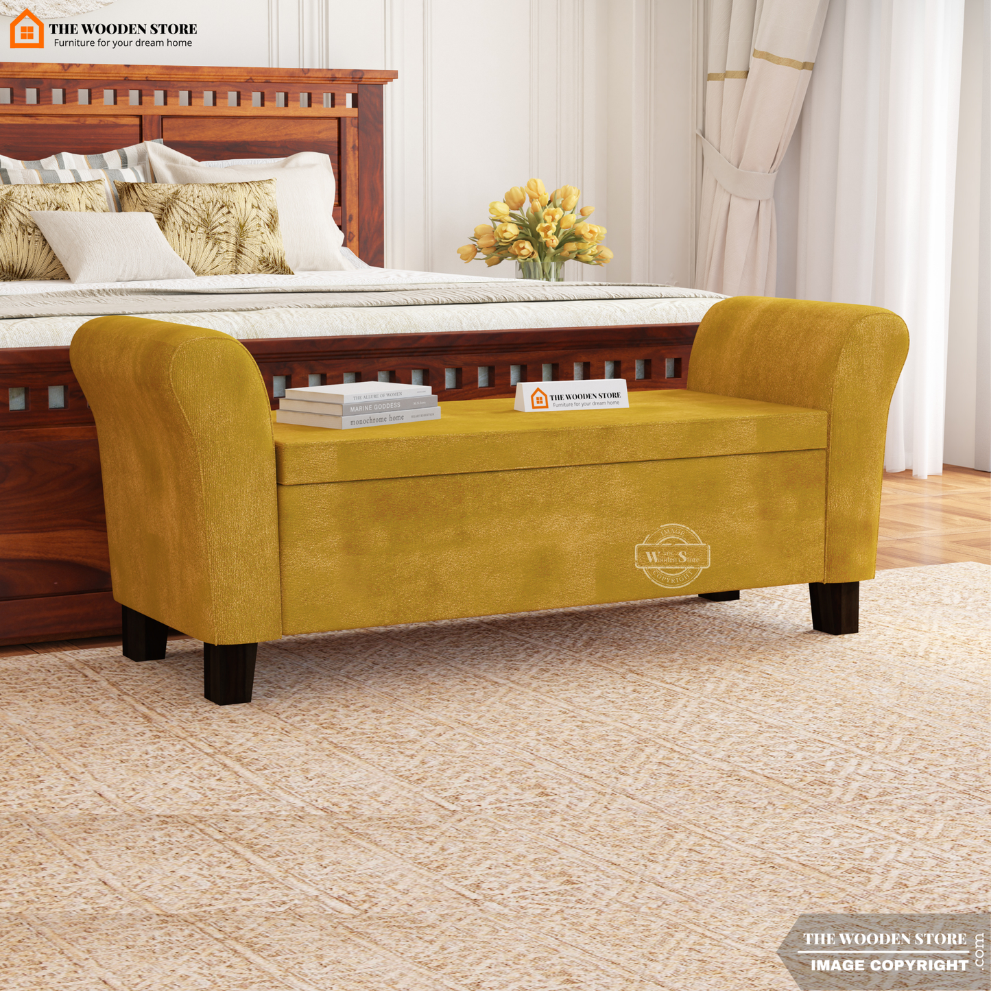 Kaysen Bench With Storage (Orange Gold)