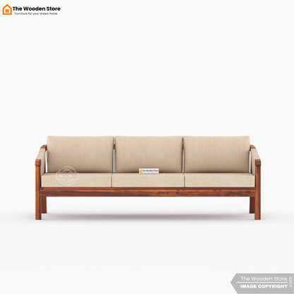 Harrill 3+1+1 Wooden Sofa Set (Honey Finish)