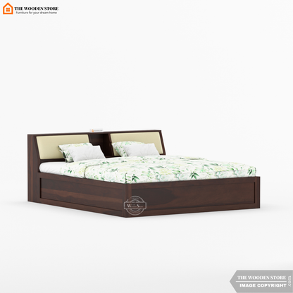 Walker Bed With Box Storage (King Size, Walnut Finish)