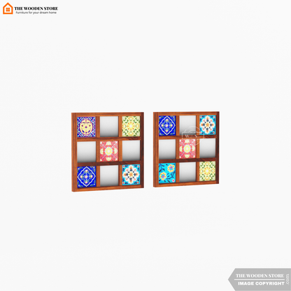 Bohemian Set of 2 Mirror with Frame (Honey Finish)