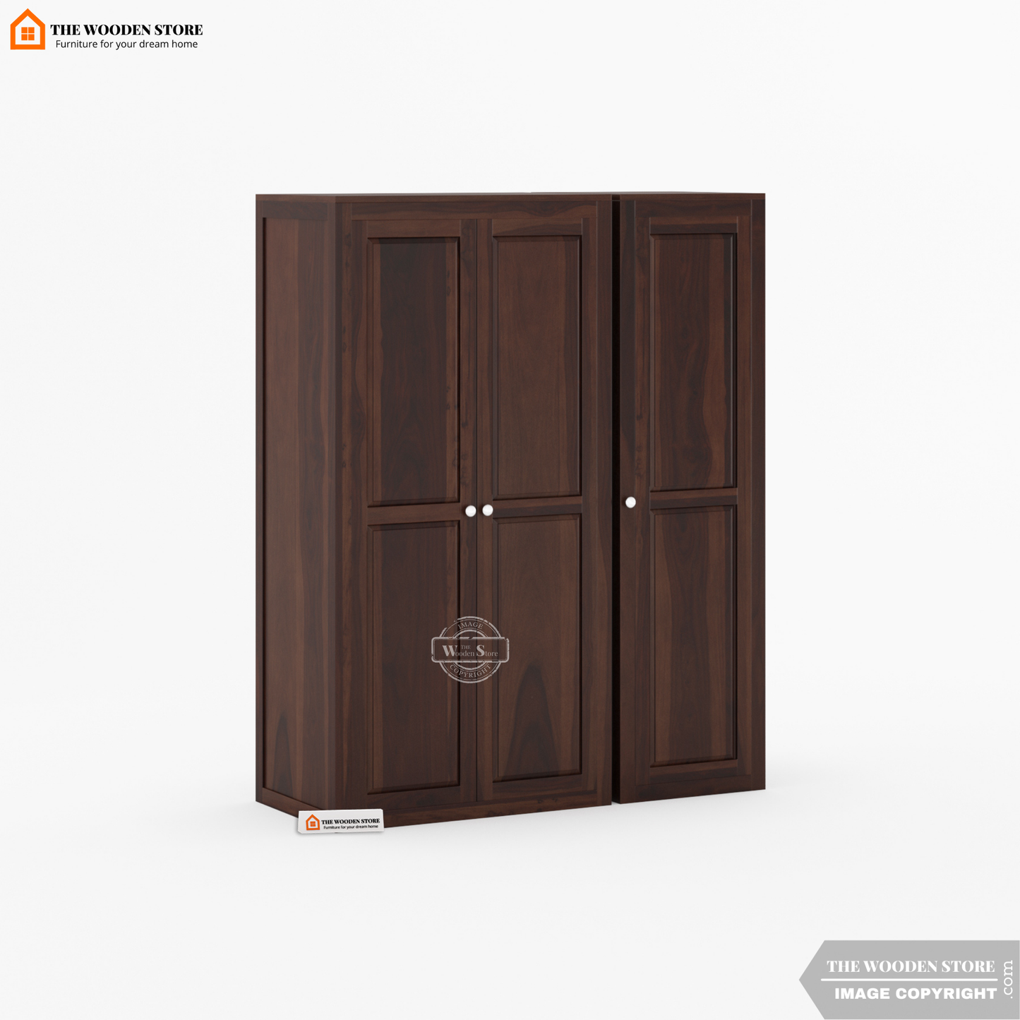 Mateo 3 Door Multi-Utility Wardrobe (Walnut Finish)