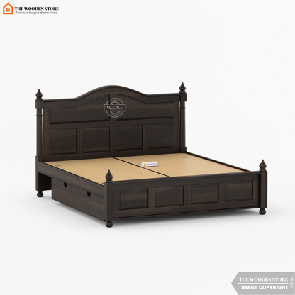 Boonville Bed with Drawer Storage (King Size, Walnut Finish)