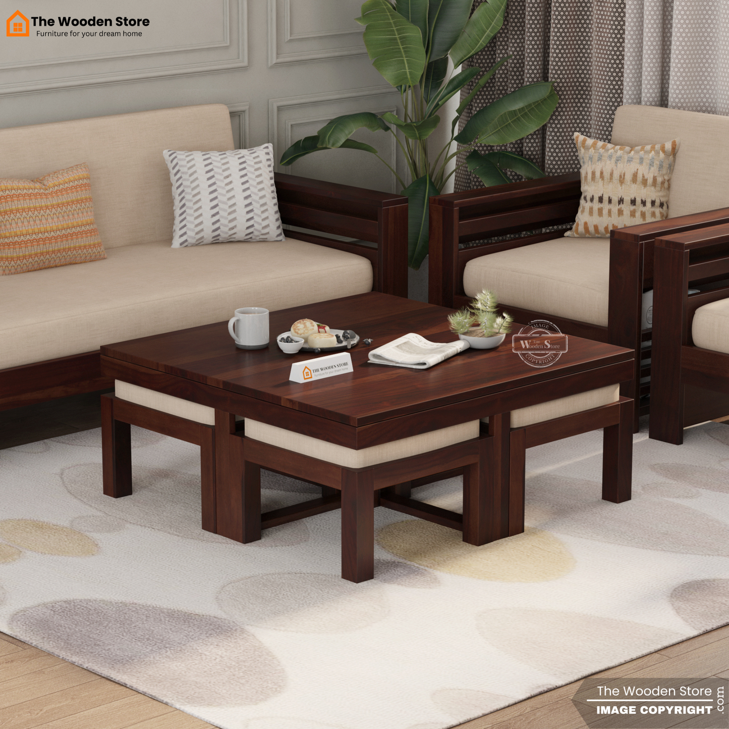 Neso Coffee Table Set (Walnut Finish)