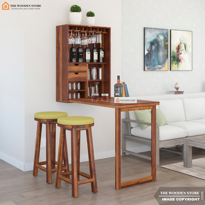 Jason Wall Mounted Bar Cabinet (Honey Finish)