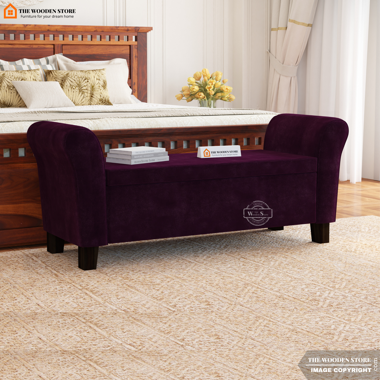 Kaysen Bench With Storage (Wine Berry)