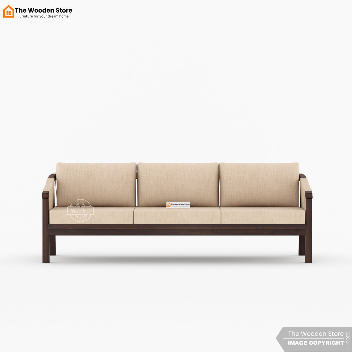 Harrill 3+1+1 Wooden Sofa Set (Walnut Finish)